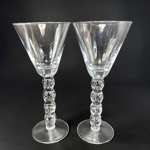 Z Gallery Clear Crystal Martini Glasses Pair Stacked Ball Bubble‎ Stem Barware